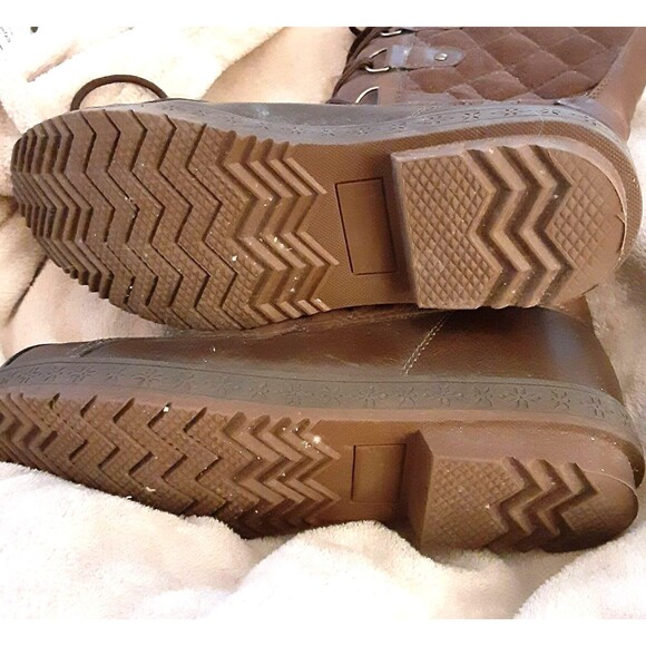 Marley brown quilted winter boots 8.5 M lace up faux fur worn once - Picture 3 of 4